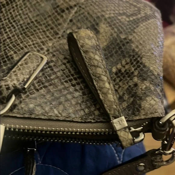 Coach Snake Print Satchel Bag - Black and Tan - Picture 9 of 10